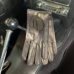 Greycar Openback Leather Gloves - Black